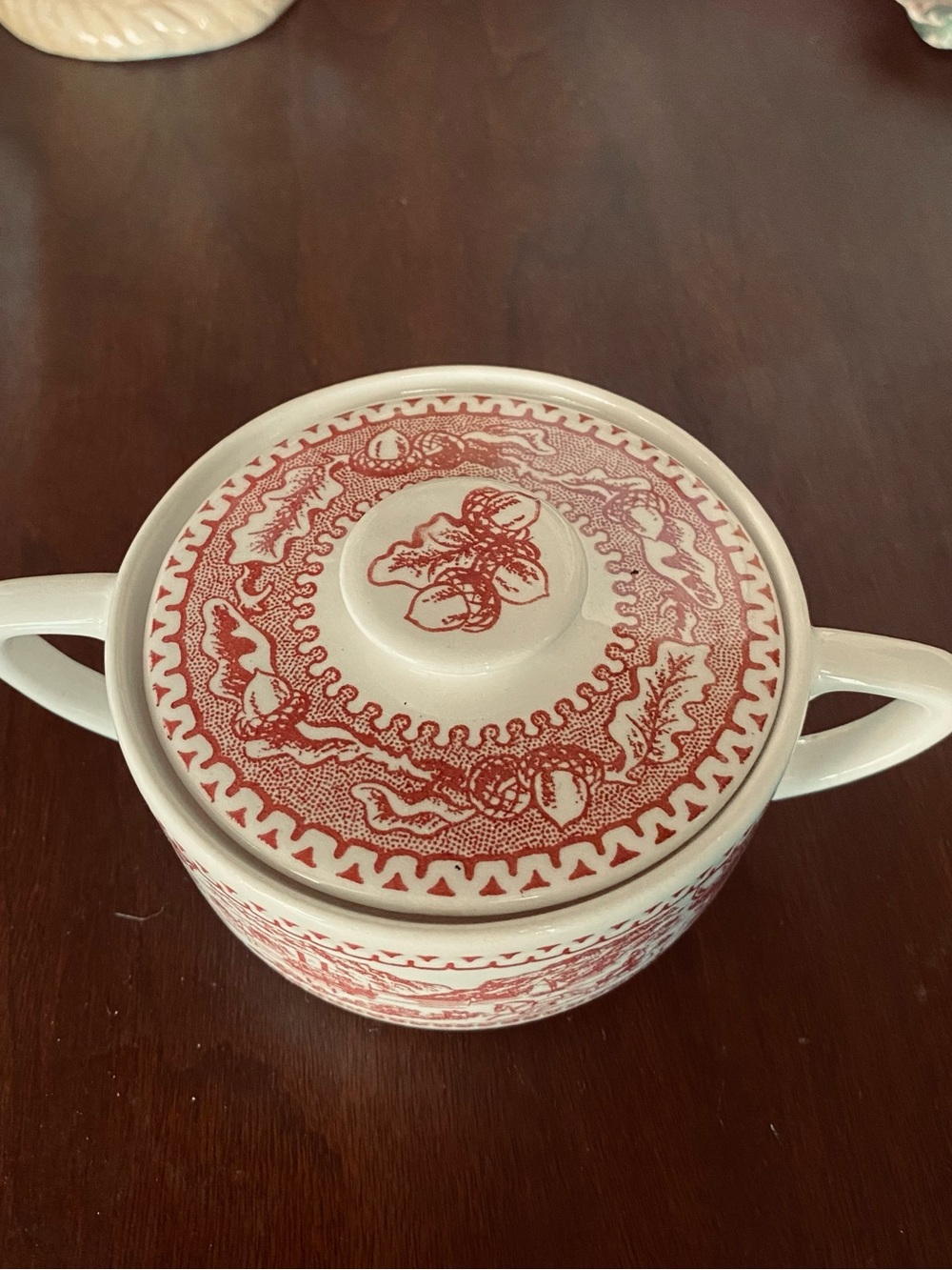 Royal Dalton, acorn leaf sugar bowl.